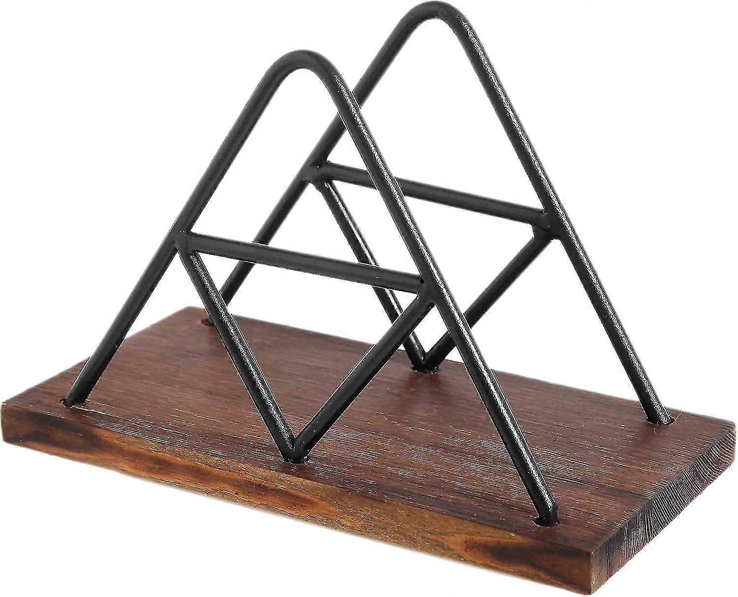 Modern Triangle Wire And Wood Napkin Holder