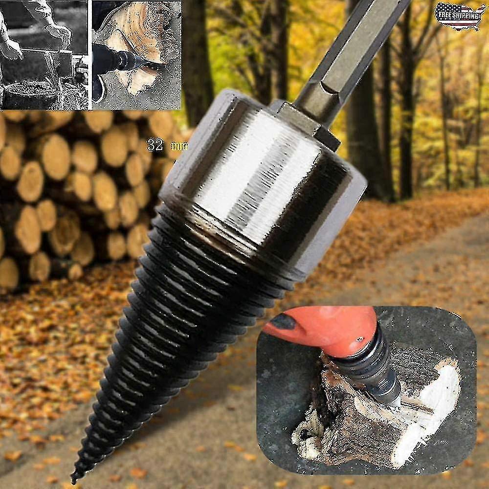 Burghiu pentru lemn greu Despicător de lemn de foc U Filet antiderapant U Șurub de despicare Con Șurub Șofer Con Foc Lemn Despicător de bușteni Hex Shank mâner