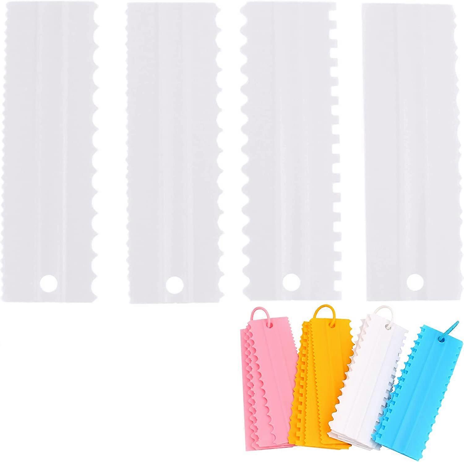 4PCS cake scraper set (white22.8X7.5CM), cake edge scraper cutter, cake scraper comb cream scraper cake butter baking tool