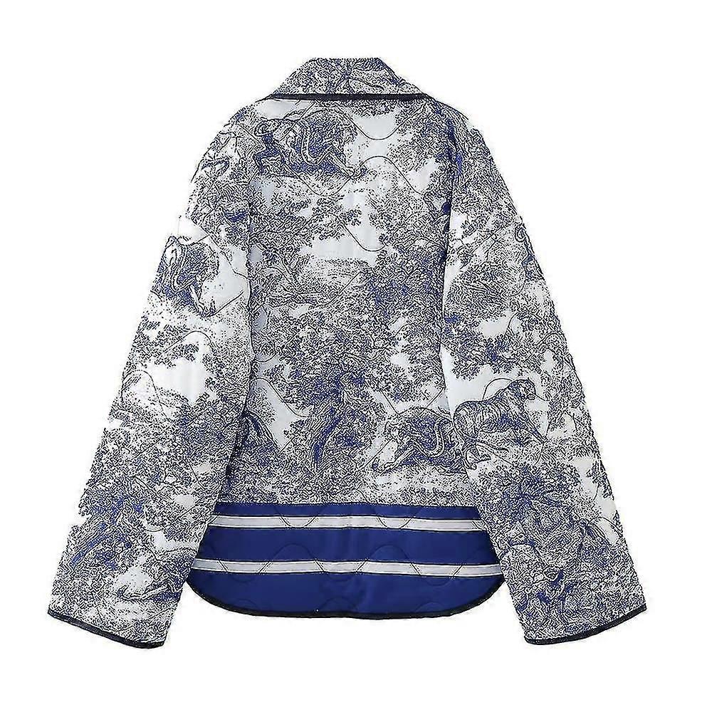 2023 New Y2k Fashion Printed Retro Contrast Color Short Casual Warm Cotton Jacket