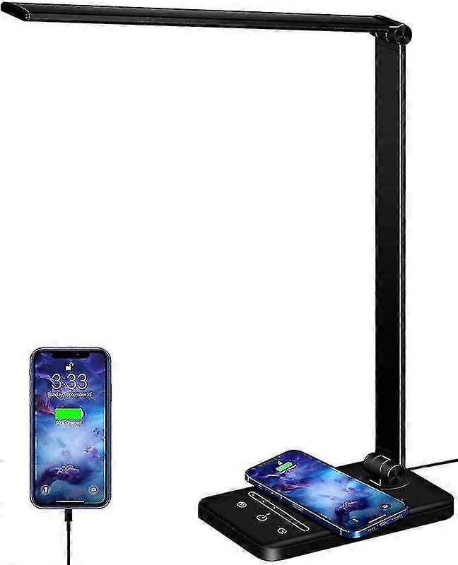 Led Desk Lamp With Wireless Charr, 6 Ness S 5 Ing Modes