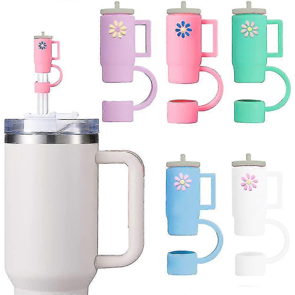 5 pcs / ensemble Couvercles de paille de la tasse Stanley, tasses en verre Stanley 30 40 onces avec poignées couvercles supérieurs en paille en silicone, accessoires de la tasse Stanley