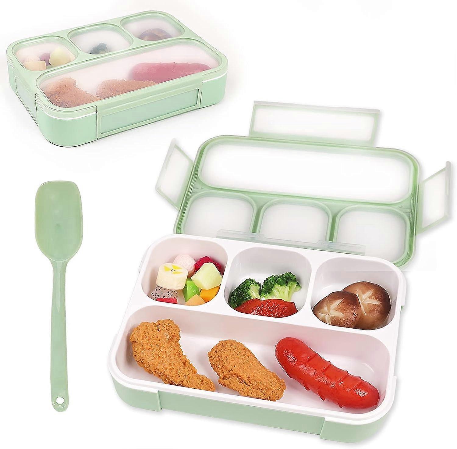 Bento Box Lunch Box,1000ml Bento Box for Adults and Kids,Lunch Box with 2 Compartments and Cutlery,Leakproof Portable Lunch Box  (Grid Green)