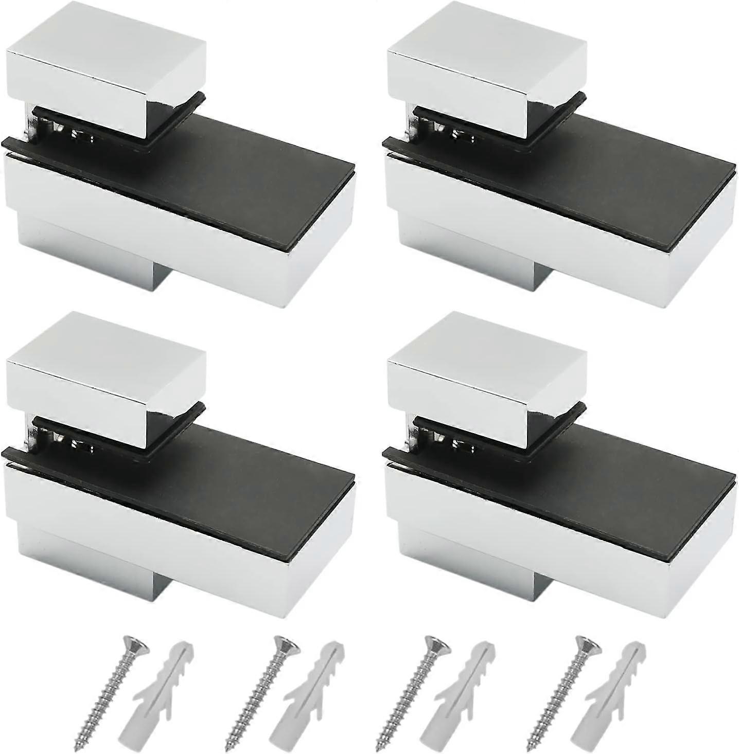 Shelf Bracket, 4 Pieces Glass Shelf Bracket, Wall Shelf Bracket,with Screws,Fixable Thickness 3-15mm