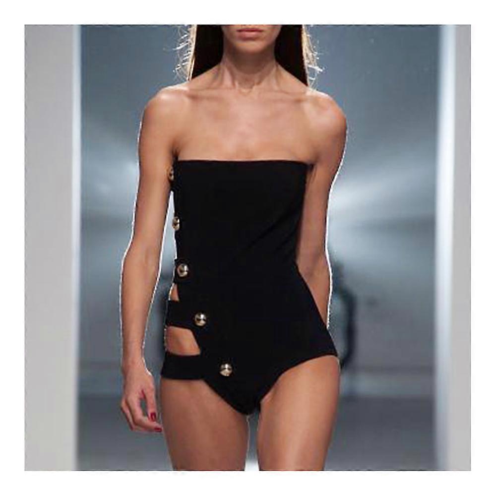 Frauen Bademode Badeanzug Einteiler Monokini Button Sexy