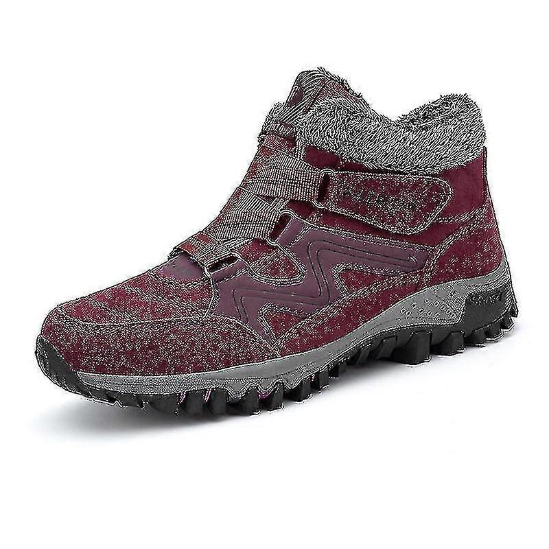 Vízálló, csúszásmentes vastag szőrme ék velúr téli cipő a nők