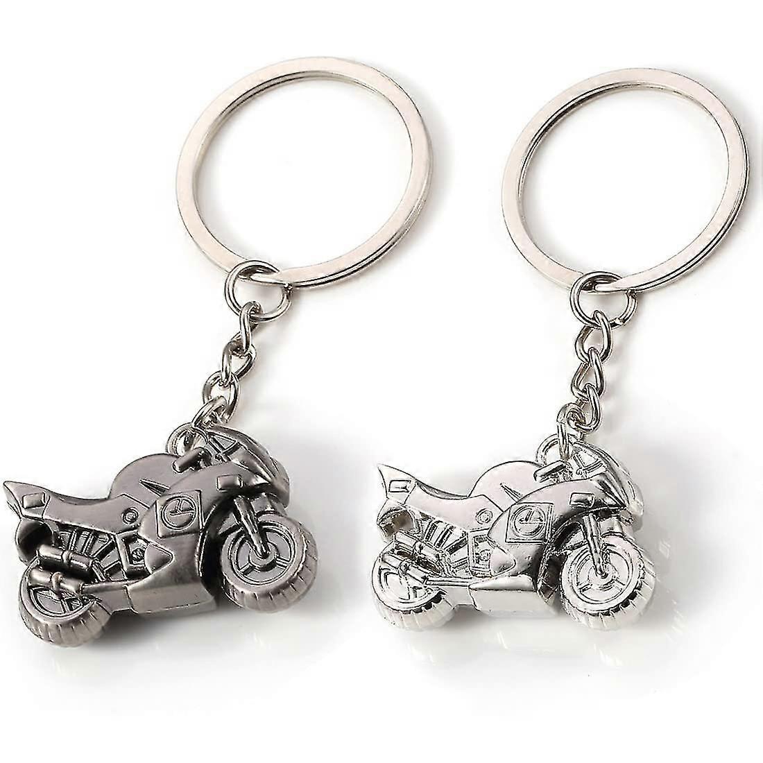 2 pieces mini motorcycle chrome metal key ring - ya01