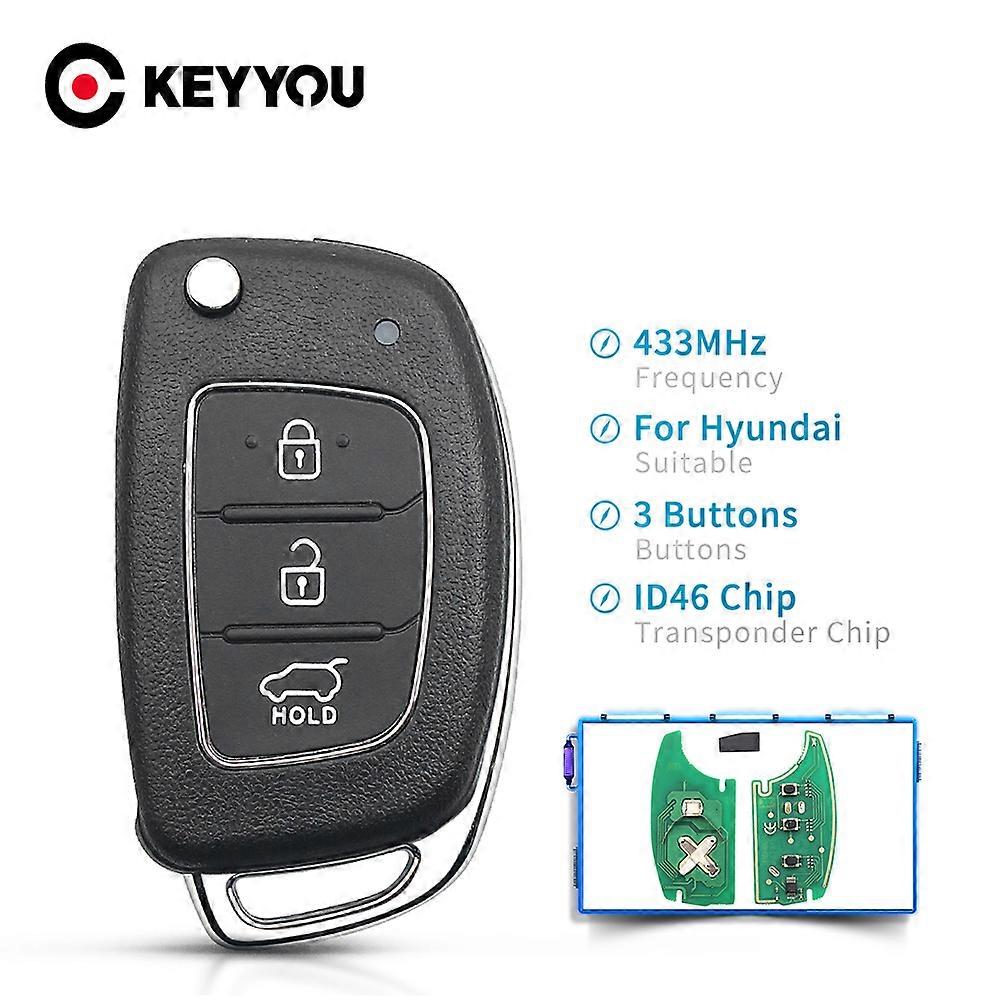 Flip Folding Remote Key 3 Button 433Mhz Transponder Chip ID46 TOY40 blade For Hyundai New IX35 IX25 IX45 Elantra Santa