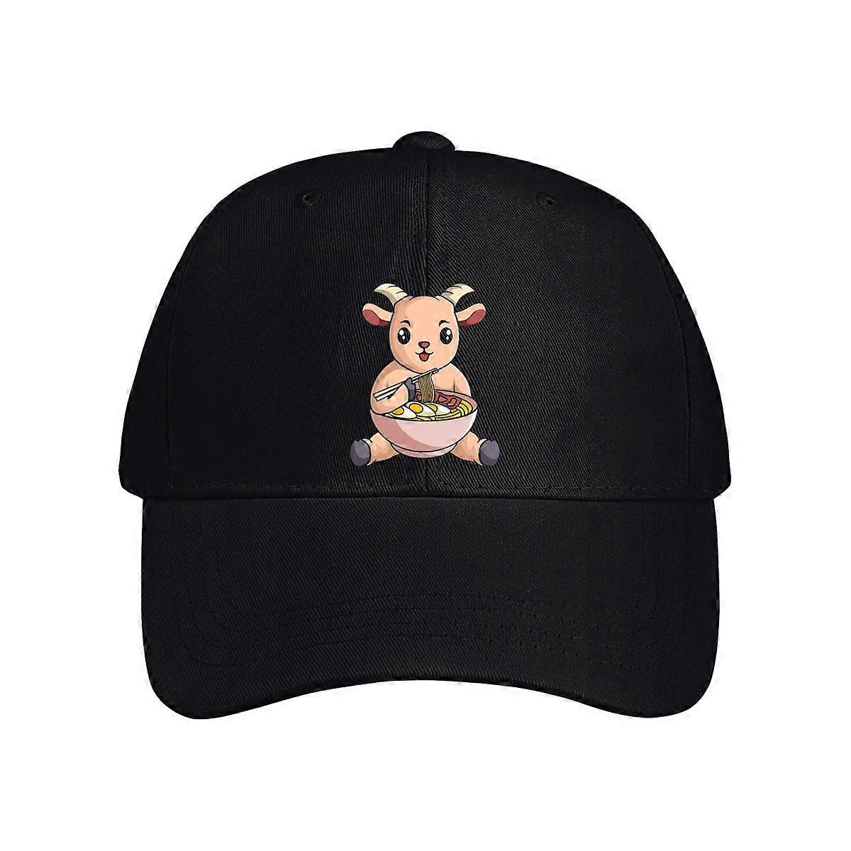 Goat Eating Ramen Baseball Cap