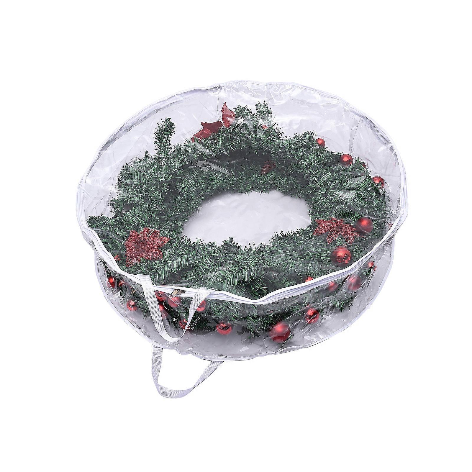 30*7.87In Wreath Storage Bag,Easy to Use Two Way Zipper to Open and Close,Waterproof PVC Plastic