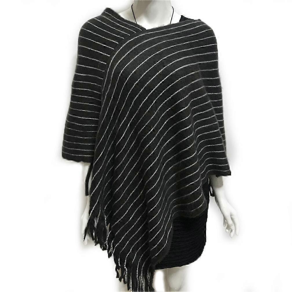 Thicken Loose Shawl Pullover Kniting Poncho with Tassel Batwing Blouse for Lady Ethnic Style