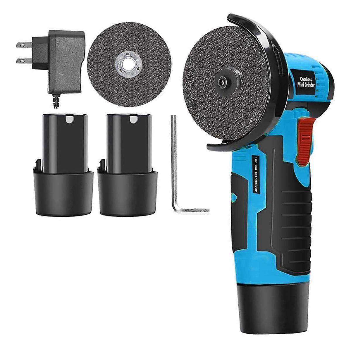 Cordless Mini Angle Grinder, Small Angle Grinder Tool with 2 Pack 12V Batteries, 19500 Angle Grinders, US Plug