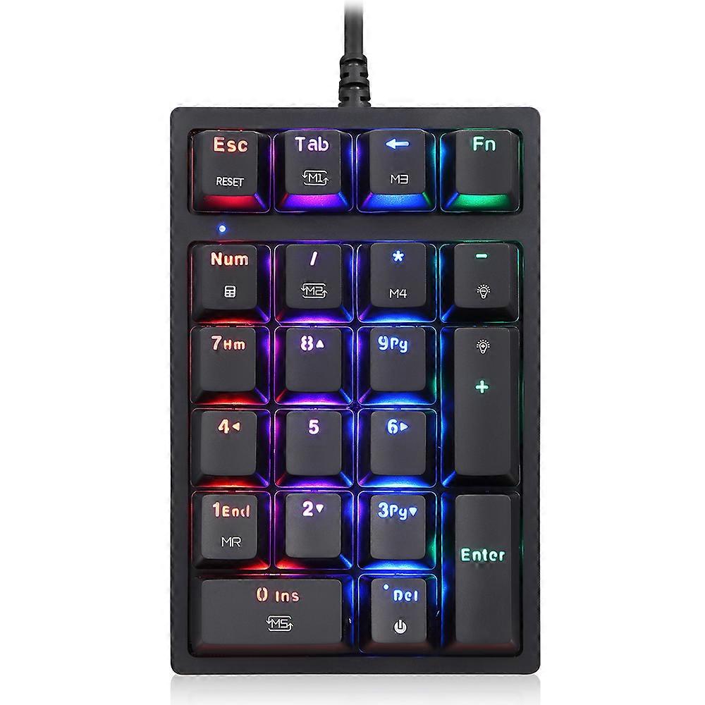 Clavier mécanique numérique K24 21 touches Clavier filaire USB avec 13 effets de lumière RVB Commutateur rouge OUTEMU