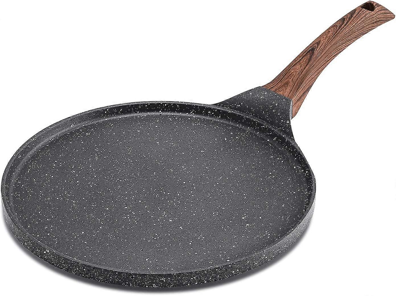 Nonstick crepe pande, schweizisk granitbelægning pandekage flad stegepande bageplade 10-tommer induktionskompatibel