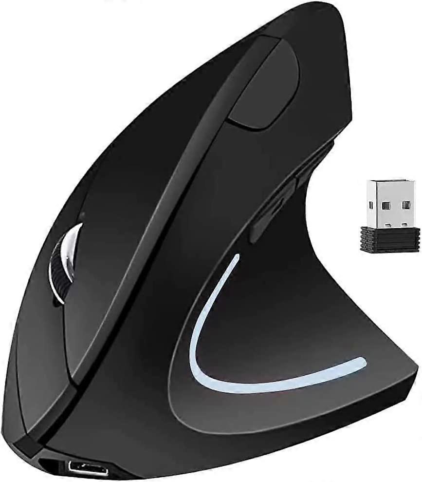 Ergonomic Mouse, Vertical Wireless Computer Mouse 2.4G with Portable, Cordless, Silent Ergonomic Mouse USB Rechargeable, 3 Adjustable DPI, 6 Buttons-