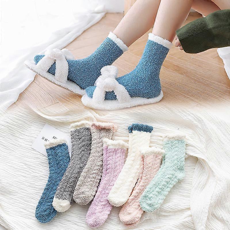 7 Pairs Fuzzy Socks For Women Soft Warm Slipper Socks