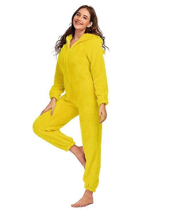 المرأة الشتاء الدافئة أفخم رومبير بيجاما بلون طويل الأكمام سستة عالية الرقبة مقنعين ملابس منزلية