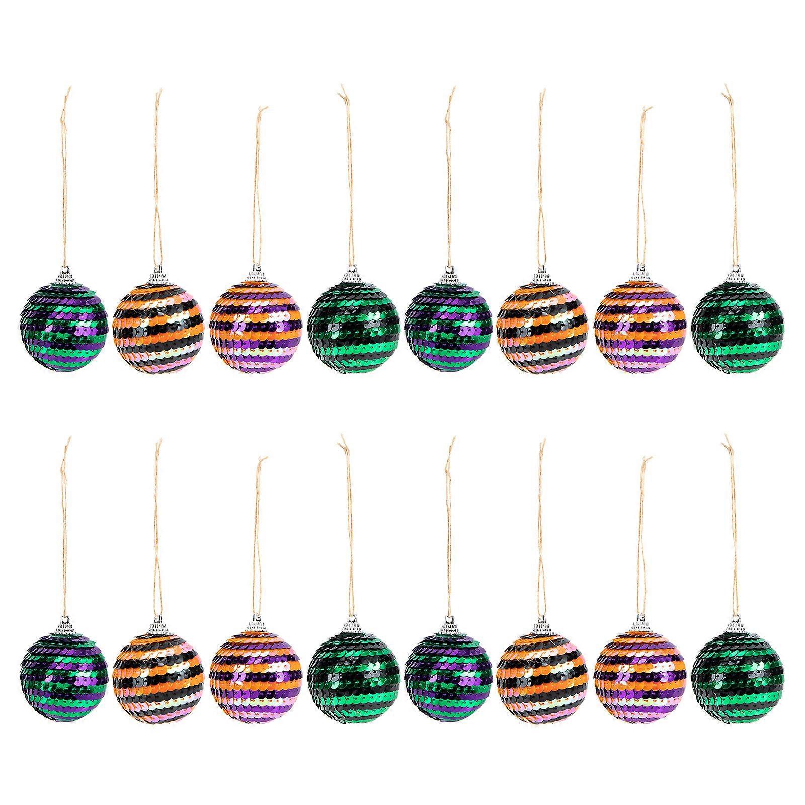 16Pcs Halloween Wall Decorations Sequins Hanging Balls Decorative Balls Pendants