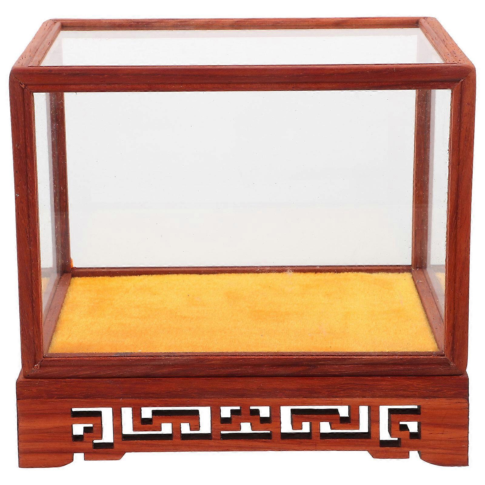Chinese Style Display Case Desktop Figurine Storage Case Buddha Protective Box