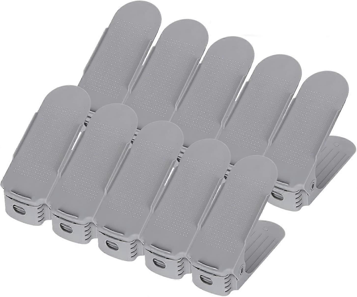 Adjustable Shoe Racks, 8 Pack Adjustable Shoe Stacker Gray Space Saving Non-slip Adjustable Organizer Shoe Rack
