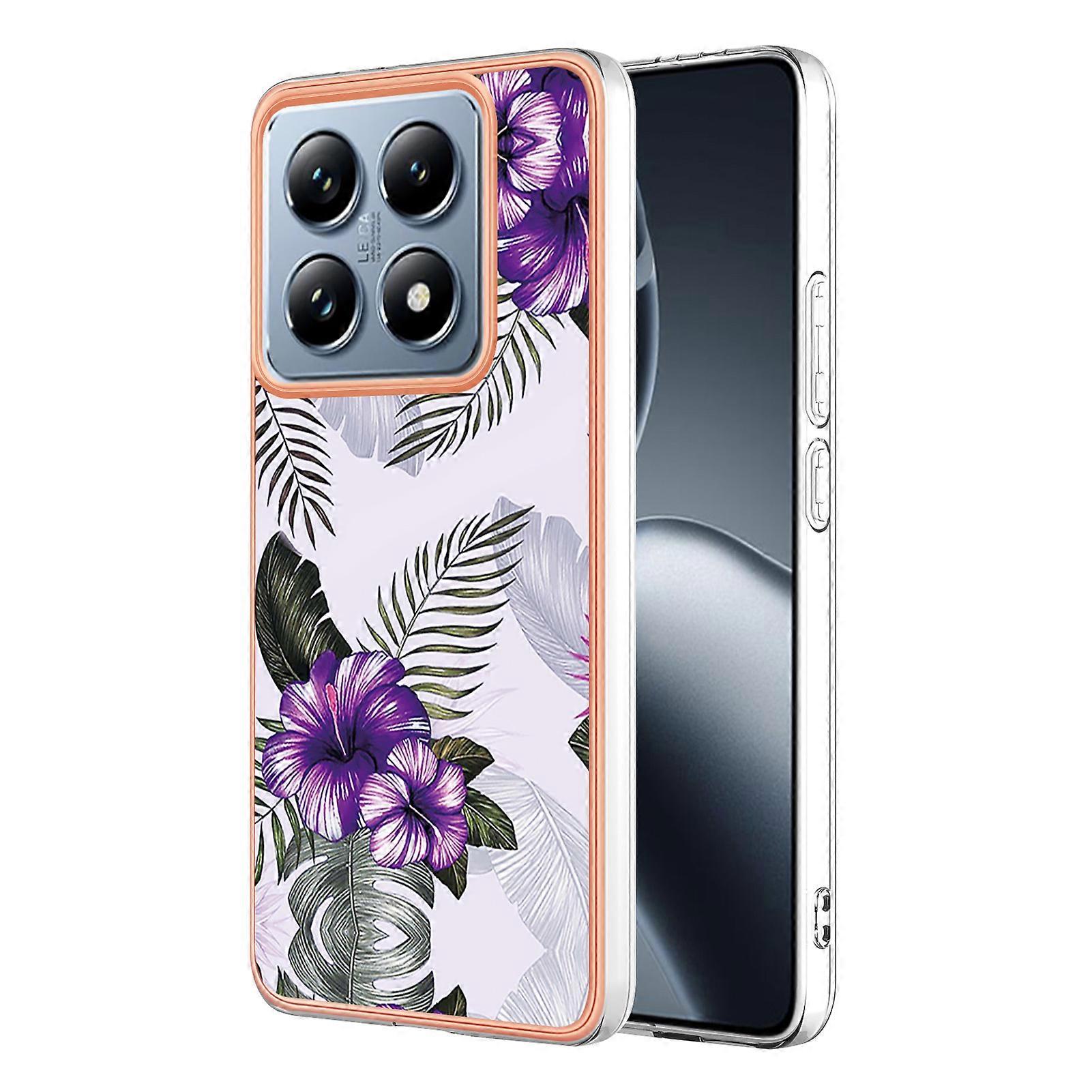 For Xiaomi 14T Case IMD Marble Flower Pattern TPU Phone Cover