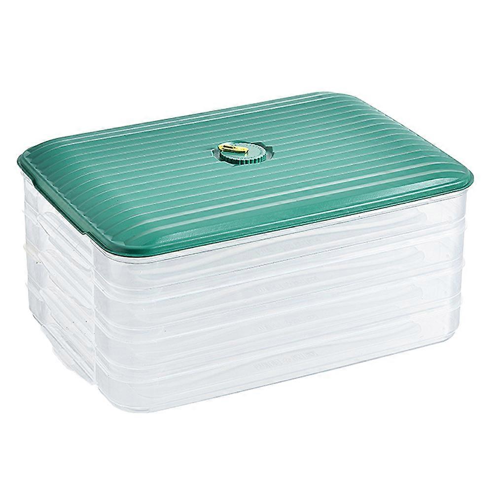 Multi-Layer Refrigerator Dumplings Box Portable Food Preservation Organizer (4 Tier, with Lid)