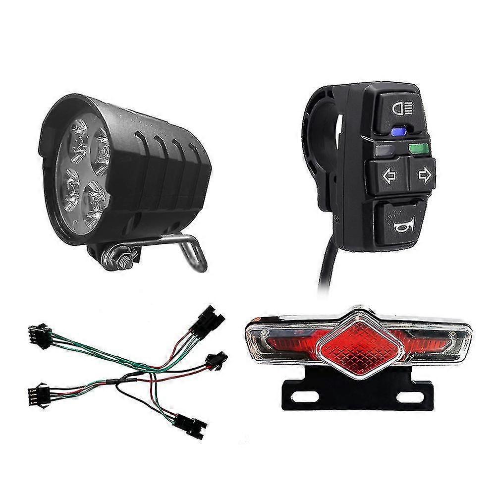 Bike Front And Rear Light Set Input 36v 48v 52v 60v With Dk336 Light Horn Turning Switch E-bi