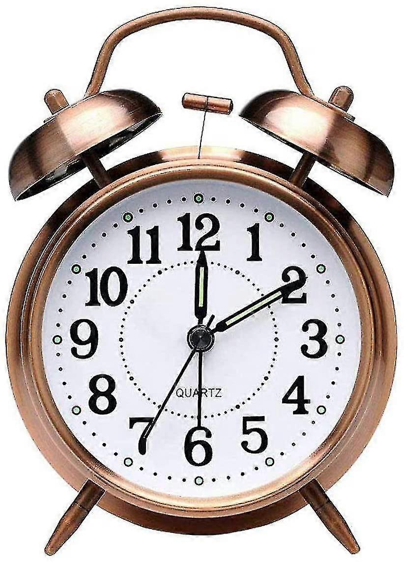 Retro Alarm Clock, Old Fashioned Bedside Alarm Clock With Non Ticking Twin Bell
