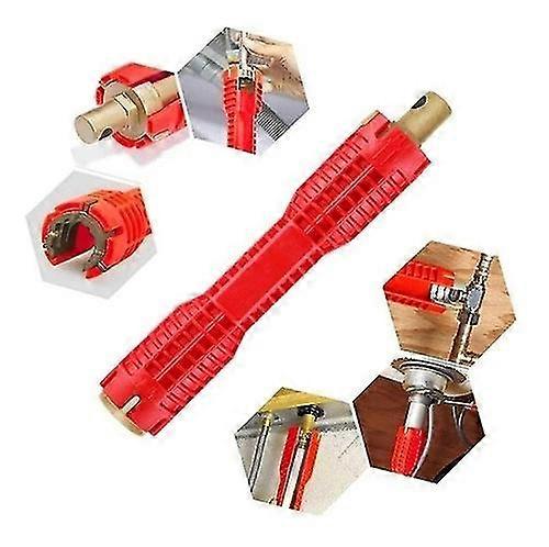 Multifunctional Plumbing Spanner 4 Points 6 Points Faucet Sink Spanner Bathroom Installation And Repair Tool Household Type (red) (1pc)