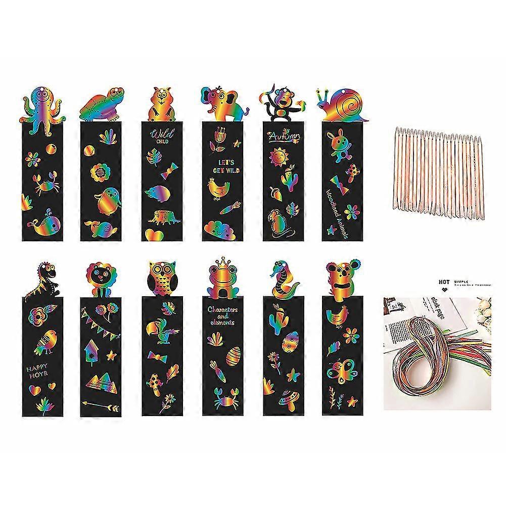 Animal Shape Scratch Paper Bookmarks Rainbow Paper Bookmarks Crafts Bookmarks