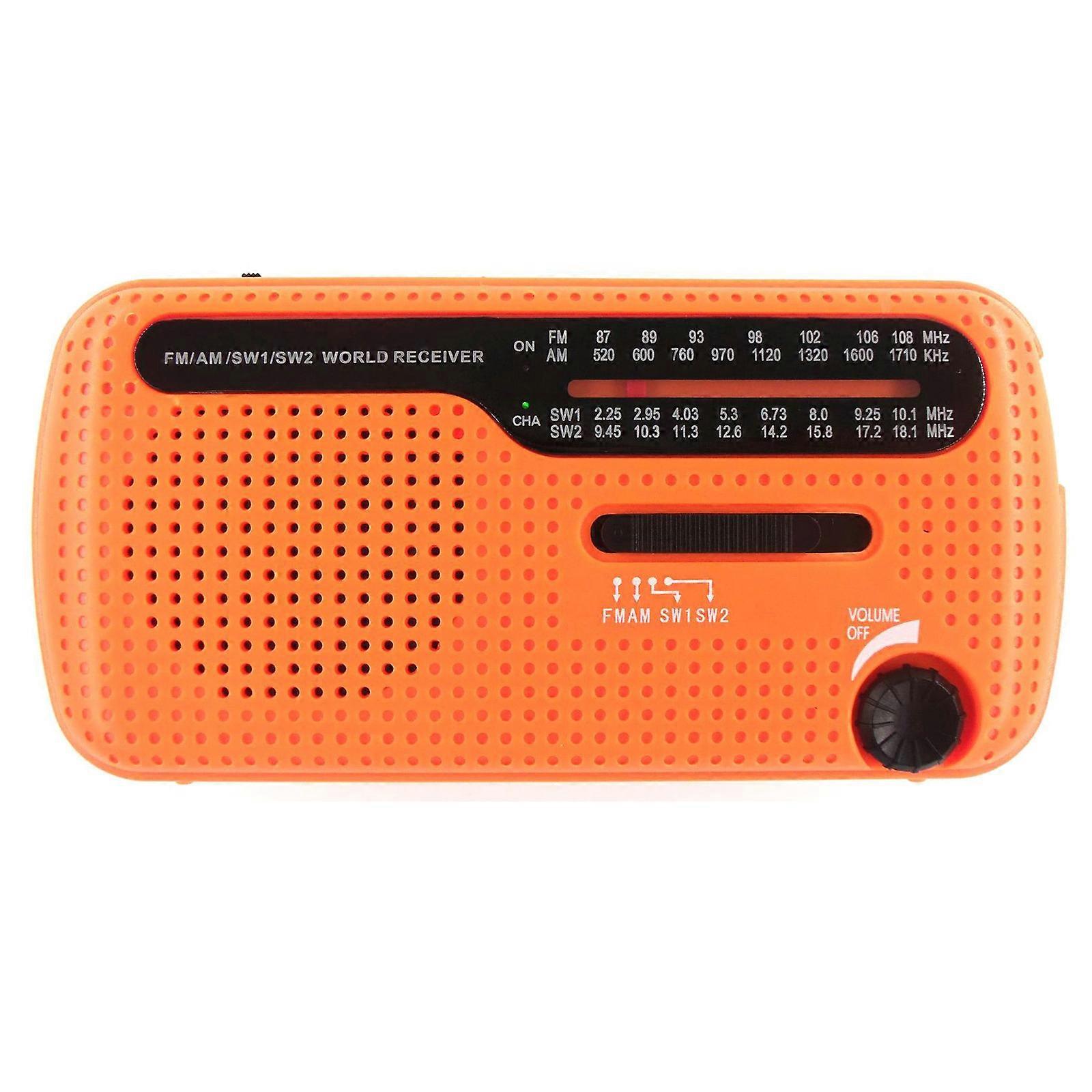 Mulit-Pupose Handvev Soldriven FM AM SW1 SW2 Radio 1200mAh Batteri