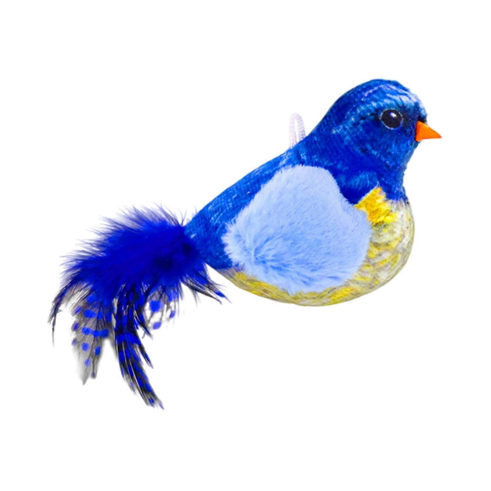 Hanging Door Cat Plush Toy Bird Squeaky Cat Toy for Kittens Training Cat Run blue