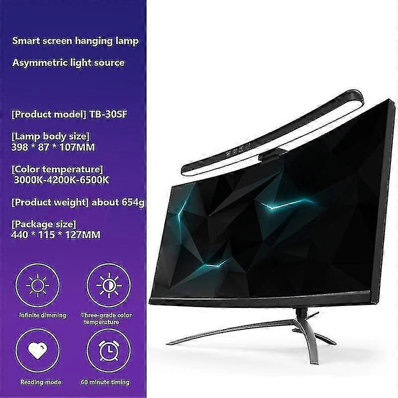 Curved Screen Monitor Hanging Lamp Light Bar Rgb Colorful Background Atmosphere Light Stepless Dimming Pc Monitor Light Bar