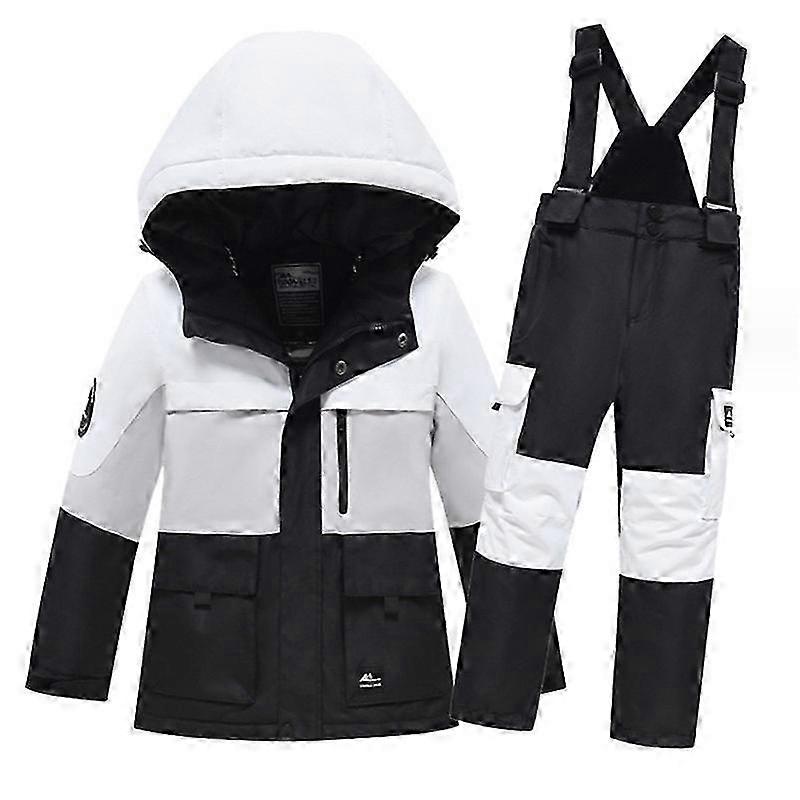 2 Pcs/Set Girls Boy Warm Snowsuit Hooded Ski Jacket and Pants