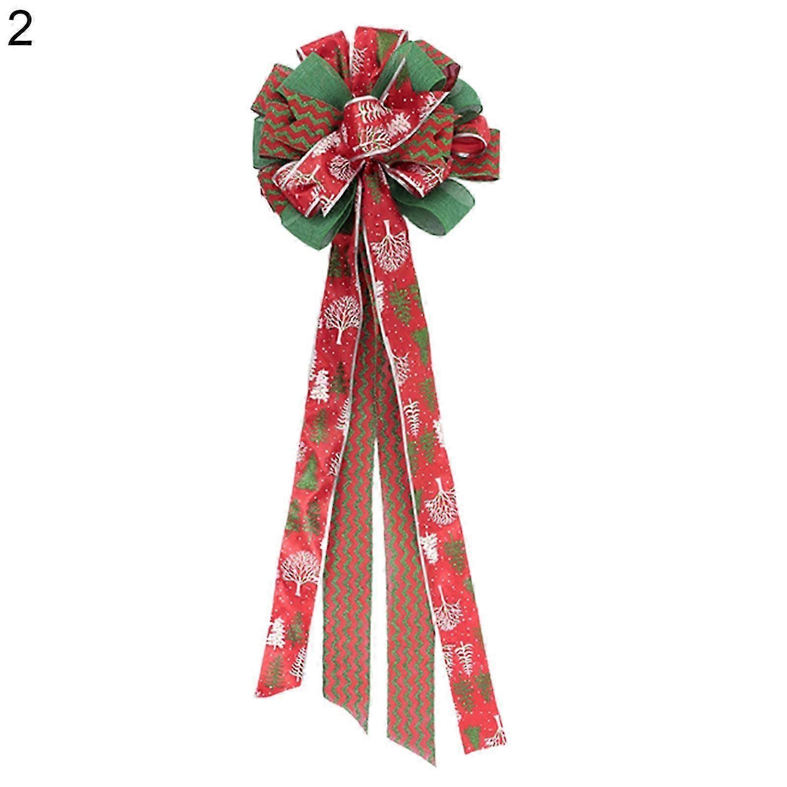 Bowknot Decor Exquisite Workmanship Wide Application Reusable Long Large Tree Topper Xmas Bowknot for Home JIKAIX