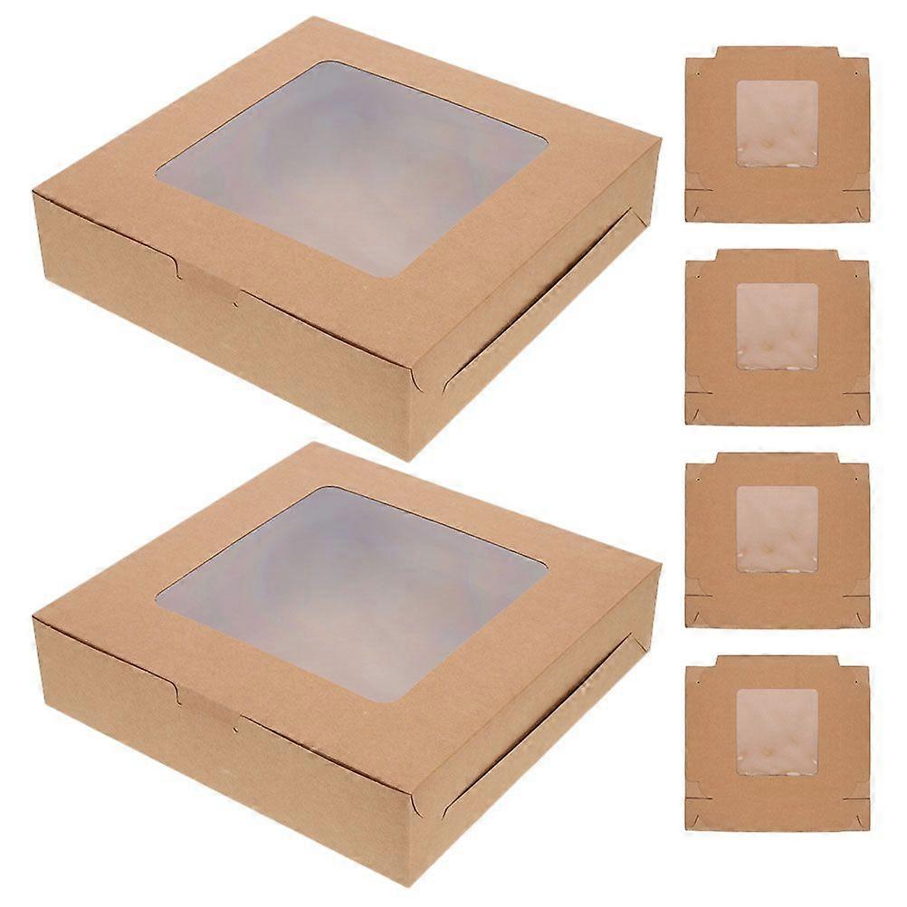 6pcs Cupcake Boxes Clear Window Cake Wrapping Box Square Bread Packaging Boxes