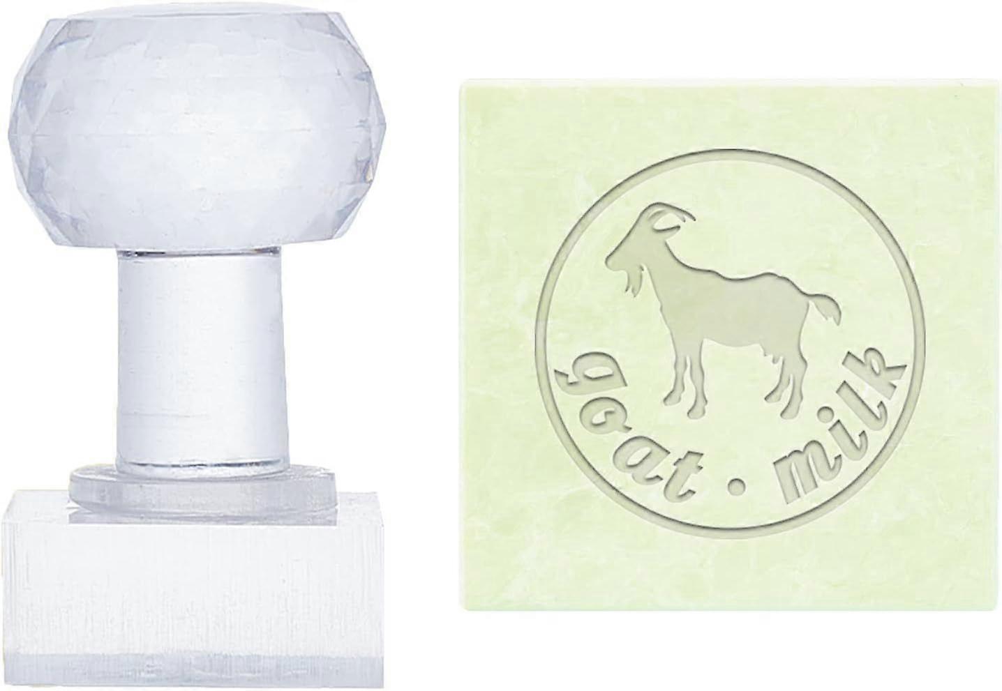 Goat Milk Acrylic Stamp Word Soap Embossing Stamp Square Soap Chapter Imprint Stamp for Handmade Soap Cookie Clay Pottery Stamp Biscuits Gummier Makin