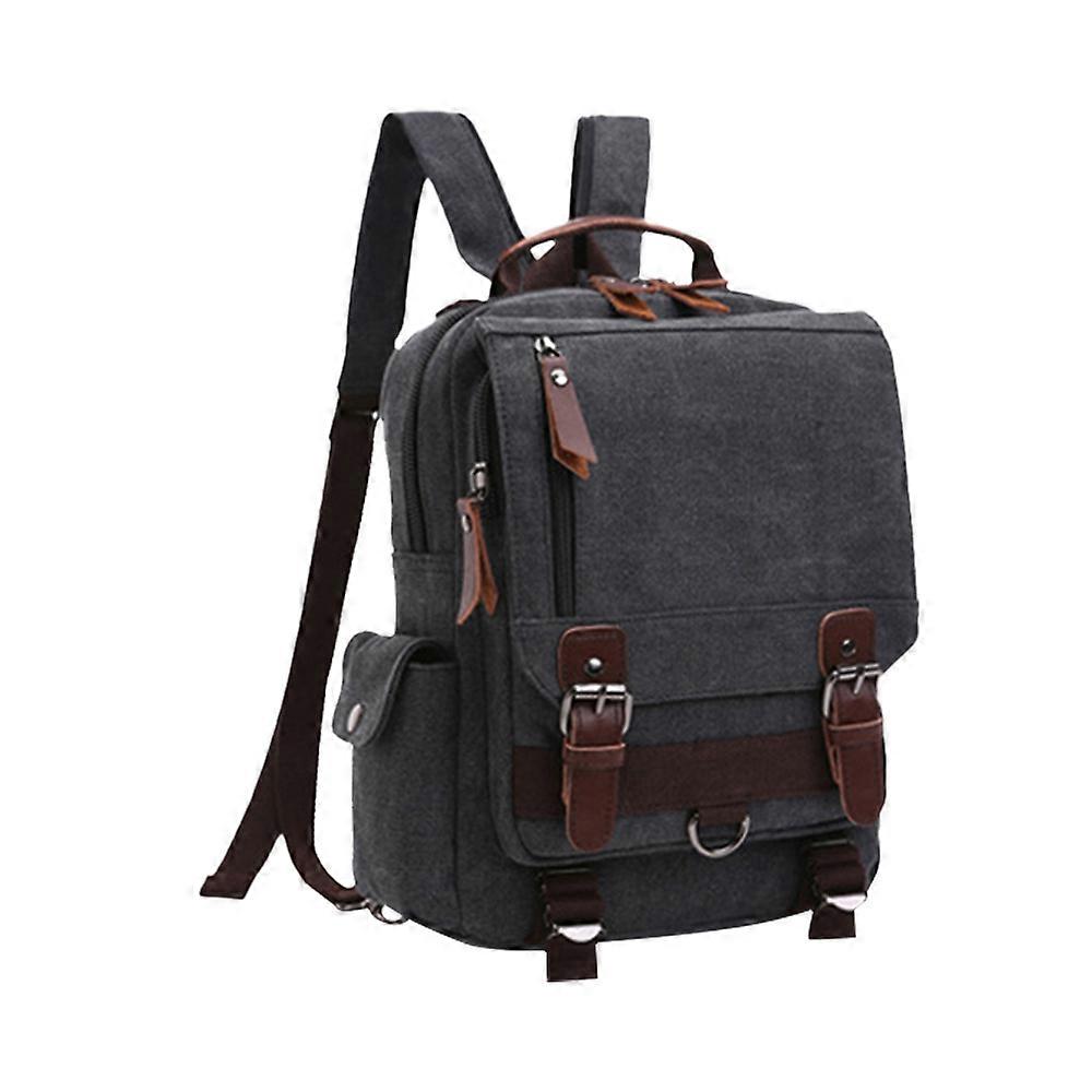 Convertible Functionality: Black Canvas Messenger Bag