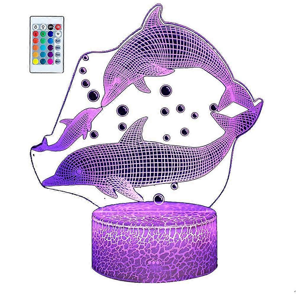 Dolphin Series 3d Night Light, Led Colorful Gradient Touch Remote Control Table Lamp