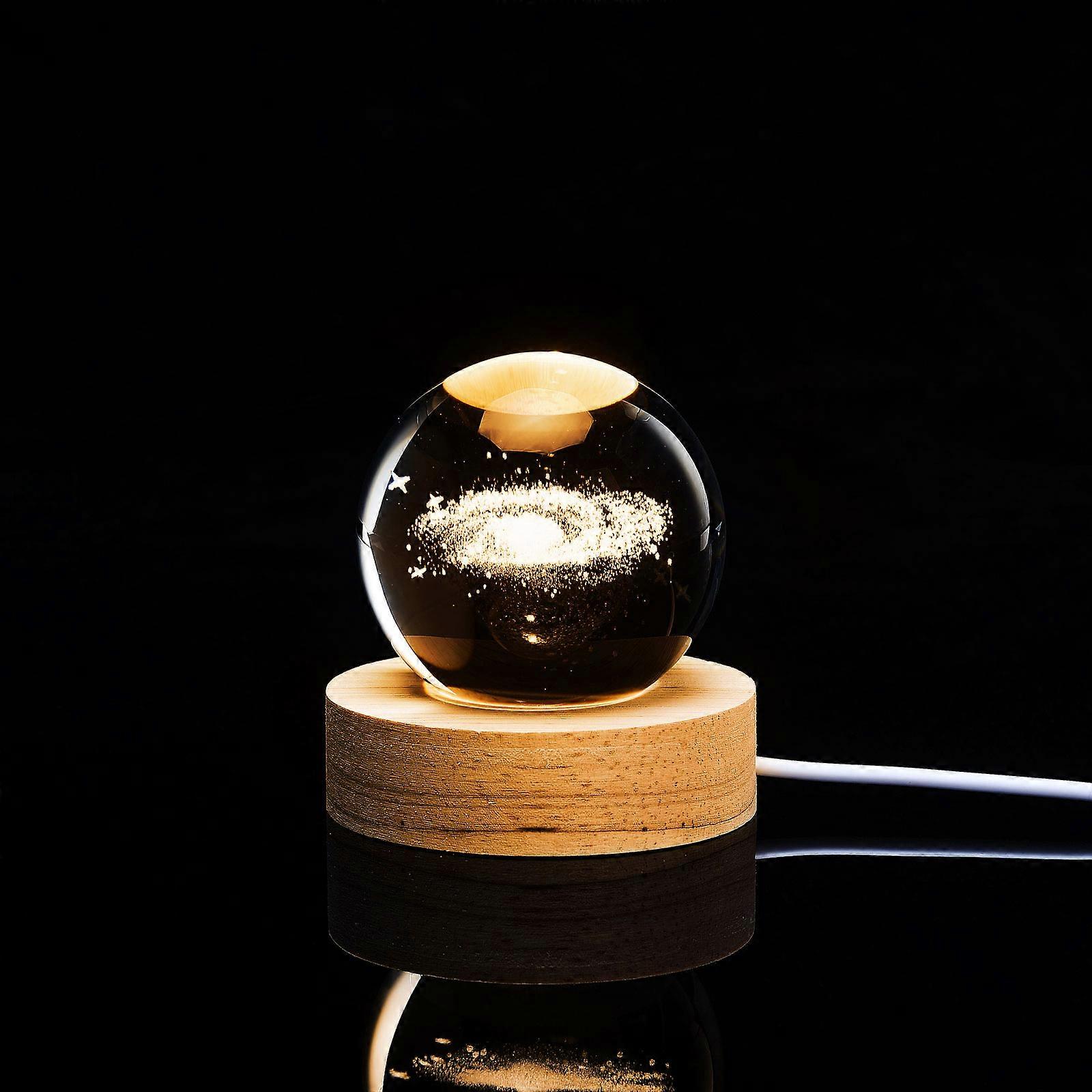 6CM Moon Crystal Ball Lamp with Creative Base - Touch Switch, Durable