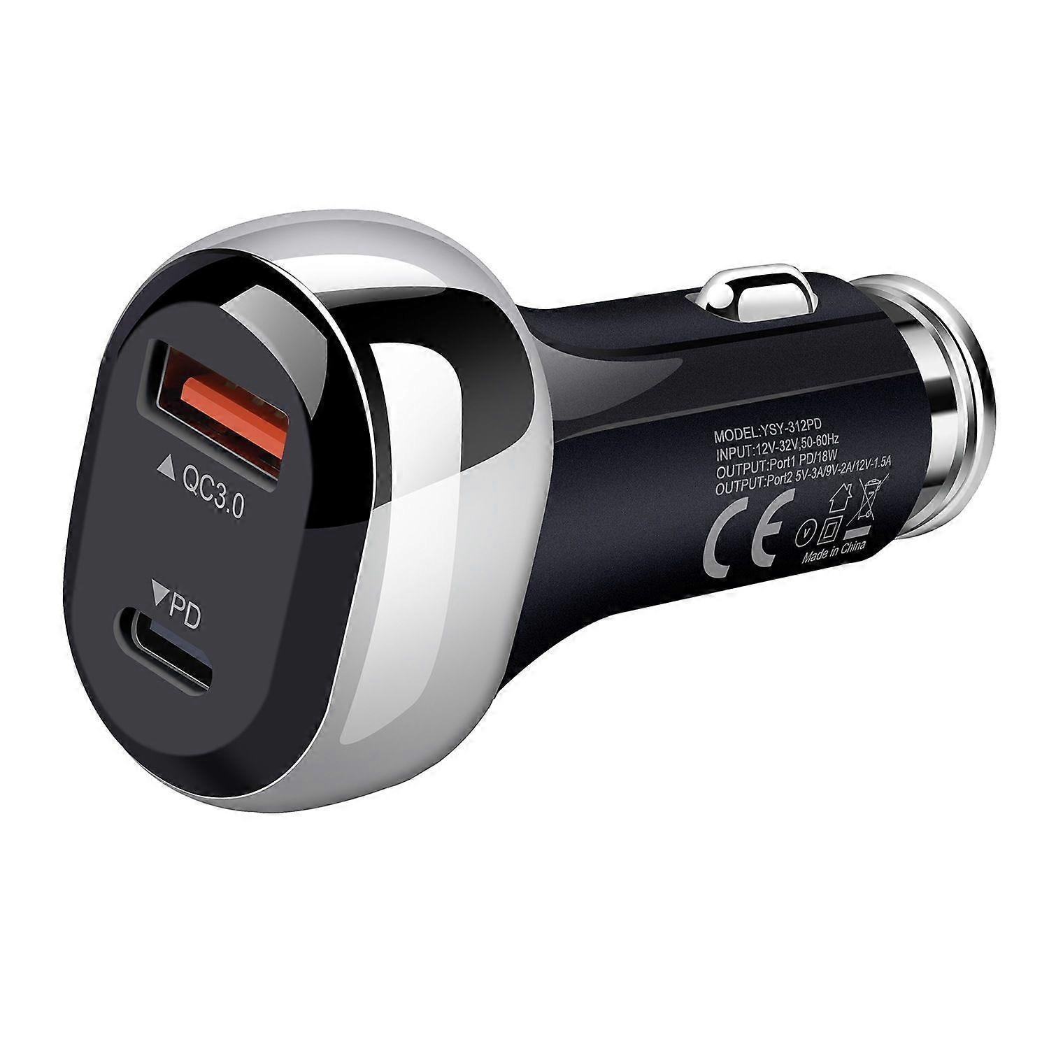 USB C Car Charger Super Mini Fast USB Car Charger Adapter PD&QC 3.0 Dual Port Compatible with iPhone 13 12 11 Pro Max X XR XS 8 Samsung Galaxy Note