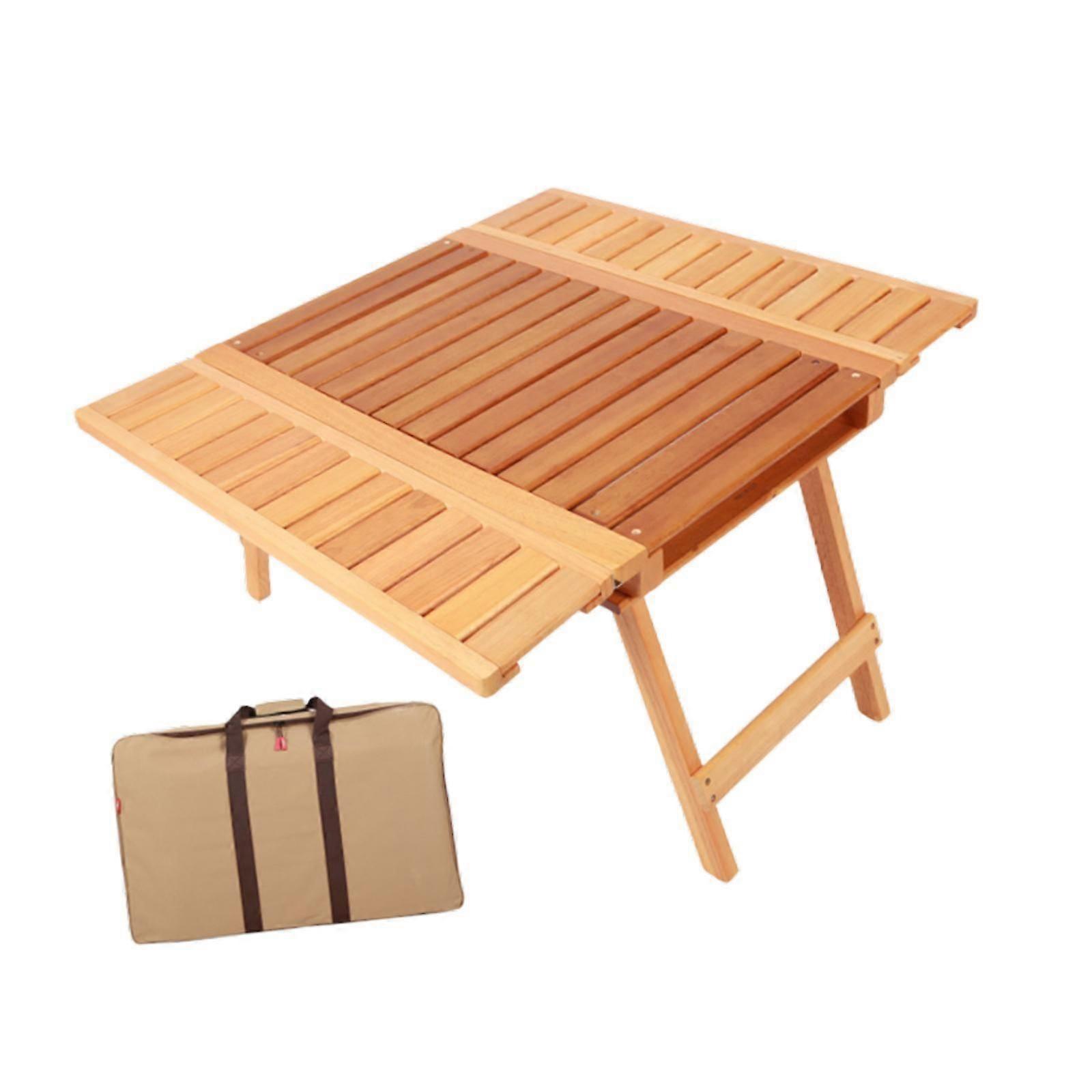 折りたたみキャンプテーブル裏庭の庭旅行のための滑り止め木製屋外テーブル78.5cmx69.5cmx43.6cm