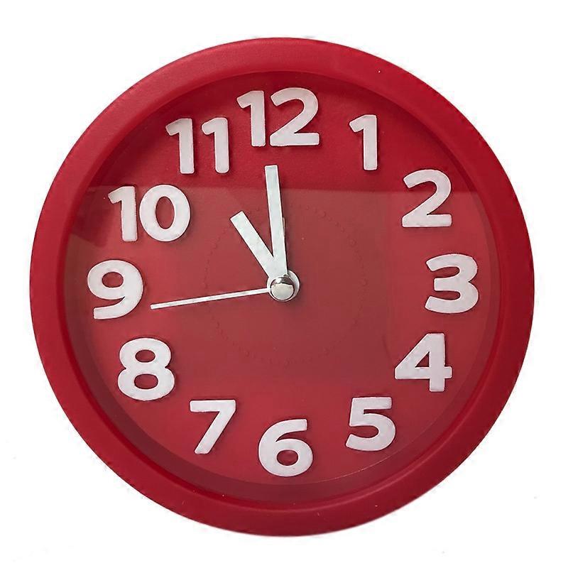 Round 12cm Candy Color Stereo Digital Silent Alarm Clock Children Student Alarm Clock Round (Red)