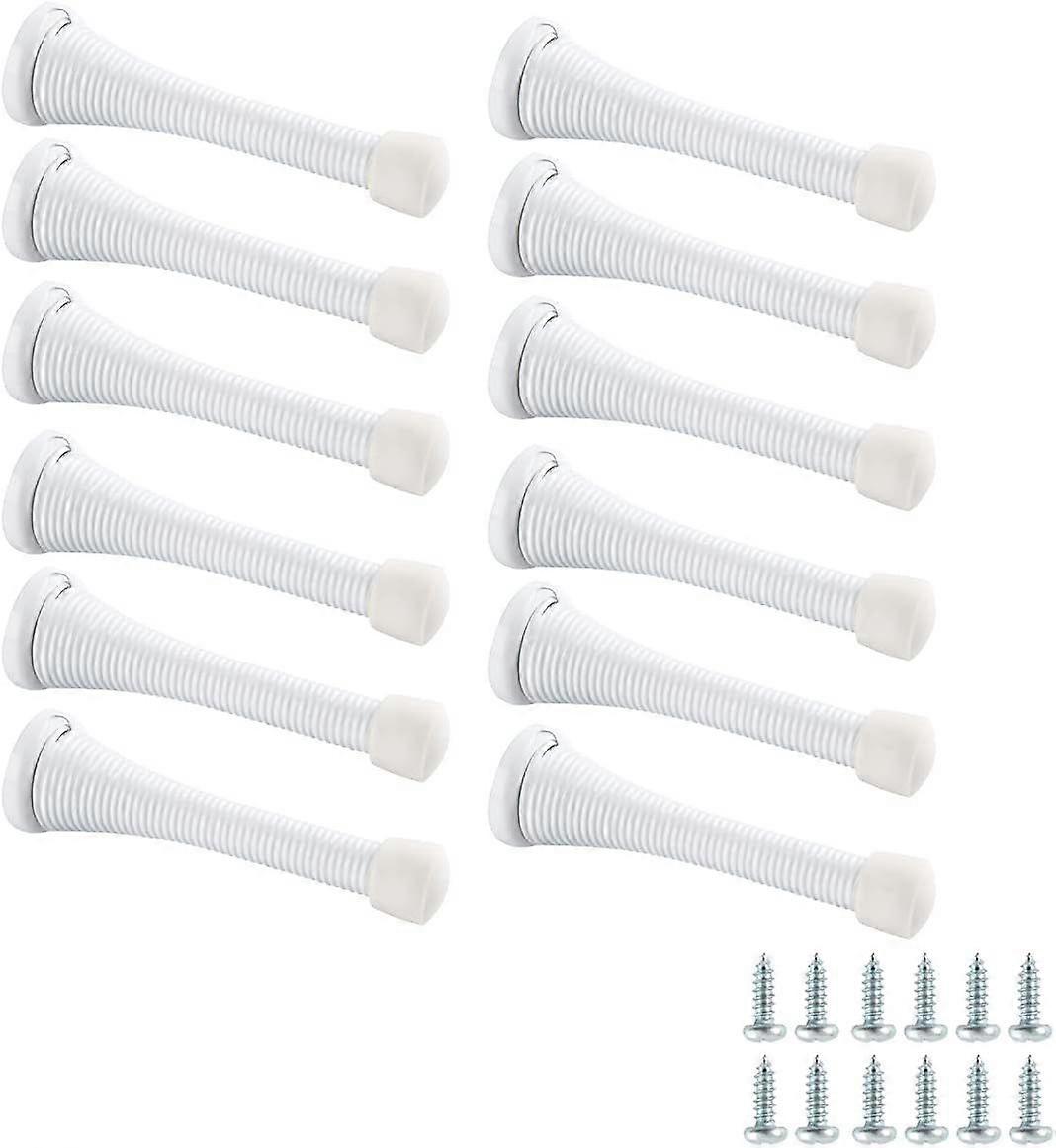 Set of 12 spring door stops - white