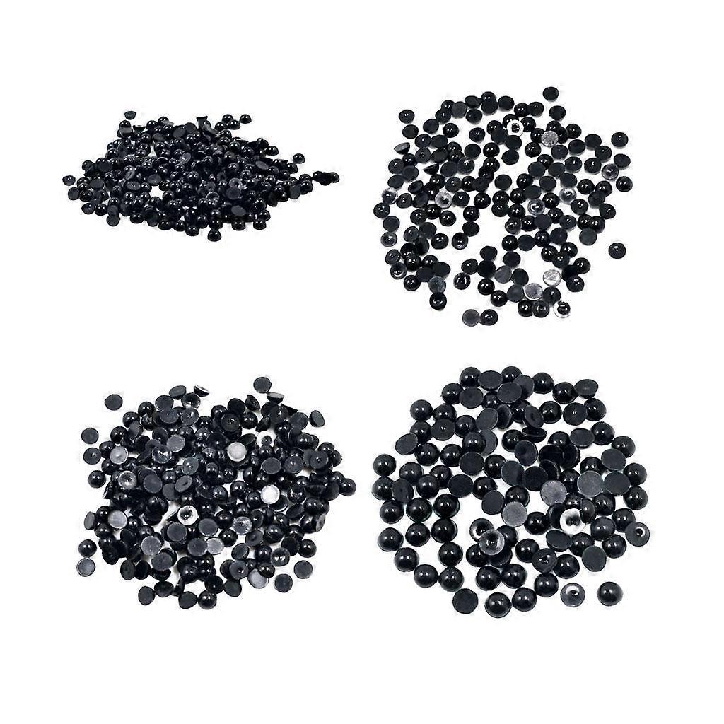Black Half Pearl Beads Flat Back Cabochon for DIY Scrapbooking 4mm 300pcs