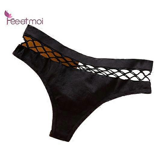 Culottes pour femmes, ajourées, sans coutures, couleur unie, string tentation