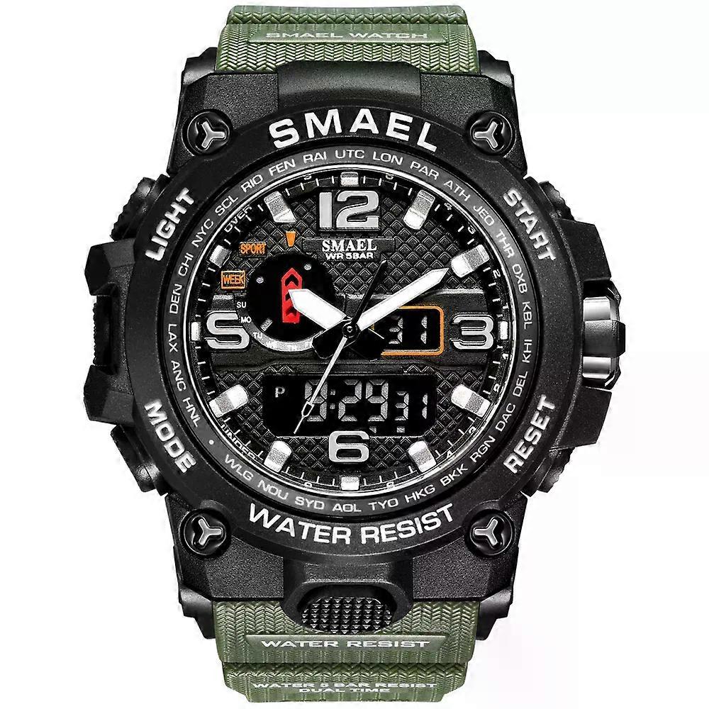 Smael Watches For Men 50M Waterproof Clock Alarm Reloj Hombre 1545D Dual Display Wristwatch Quartz Military Watch Sport New Mens