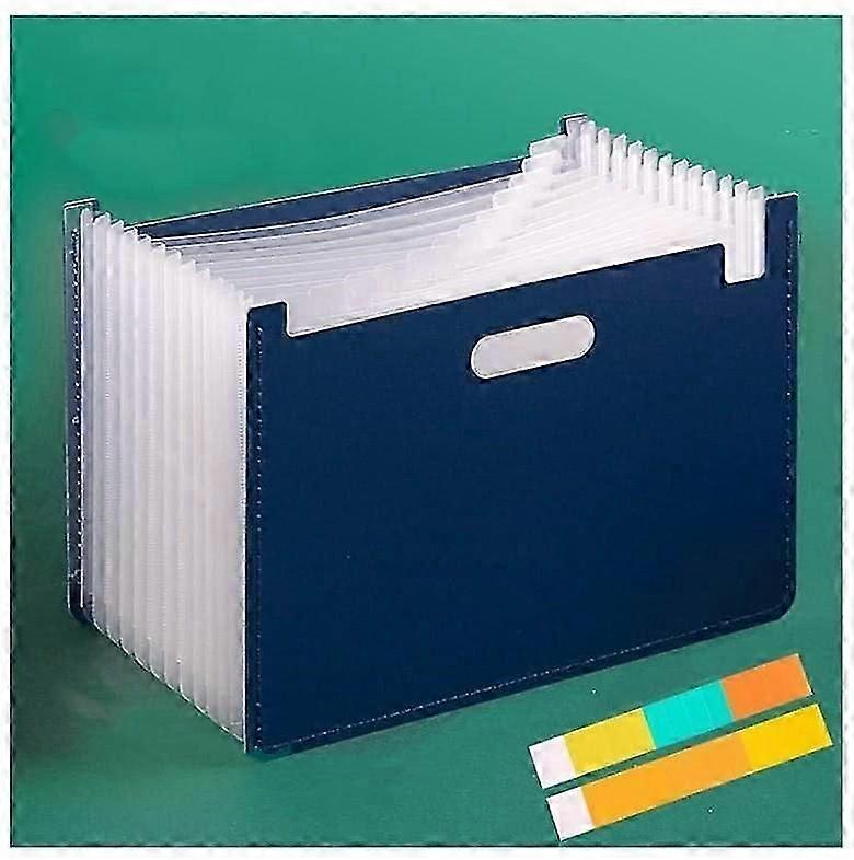 Student Multi-Layer Folders, Sorted Label Storage Box Organizer Bag, Student Multi-Function Test Paper Organizer Artifact-Horizontal Cut-Blue