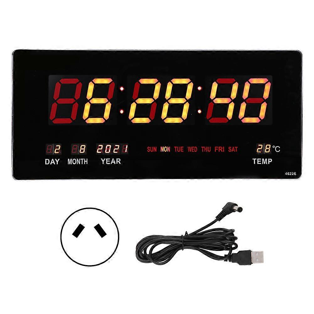 Digital LED Number Clock Wall Hanging Perpetual Calendar Clock for Home Bedroom Office 100‑240V