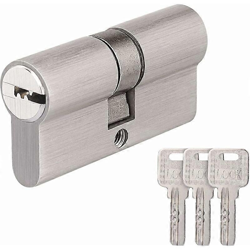 Interior Door Handle Lock – Stainless Steel Finish, Small 70 Lock Core, Copper/Zinc Core, 3 Copper Keys for Secure Access